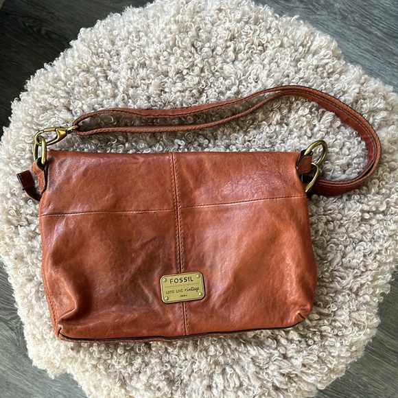 Fossil Convertible Crossbody Tote Handbag - Cognac - Picture 3 of 6